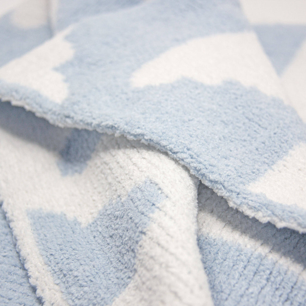 Chenille Baby Blanket - Blue Clouds