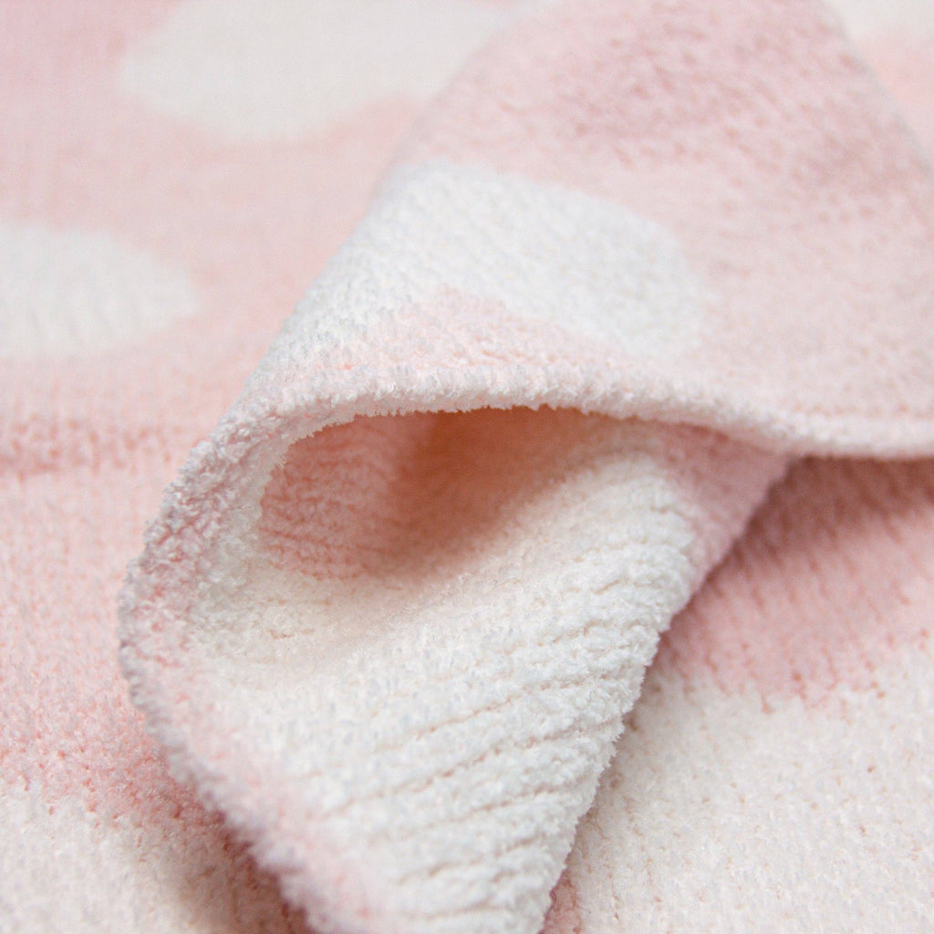 Chenille Baby Blanket - Pink Hearts