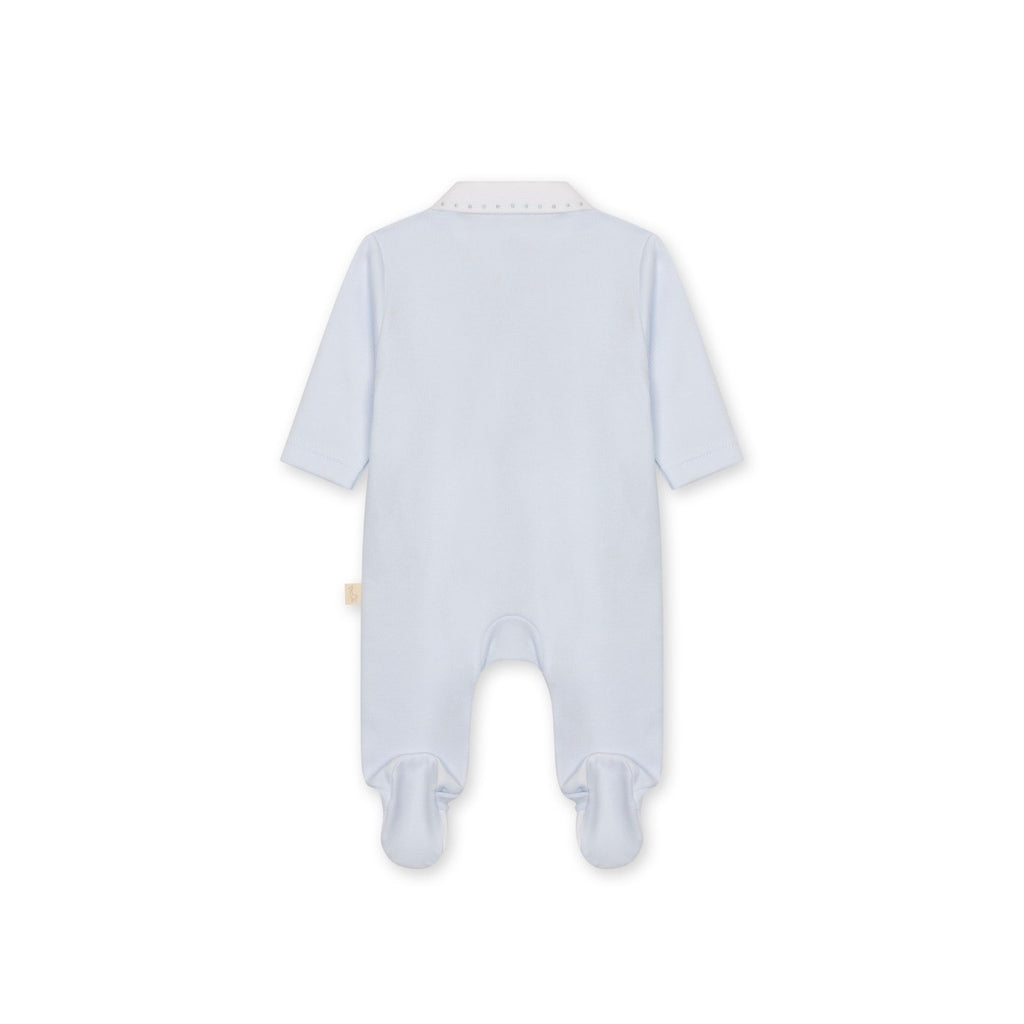 Blue Cotton Babygrow W/ Pique Collar