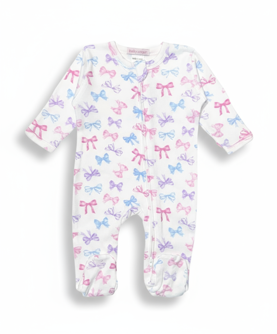 Baby Steps Bow Baby Zipper Footie