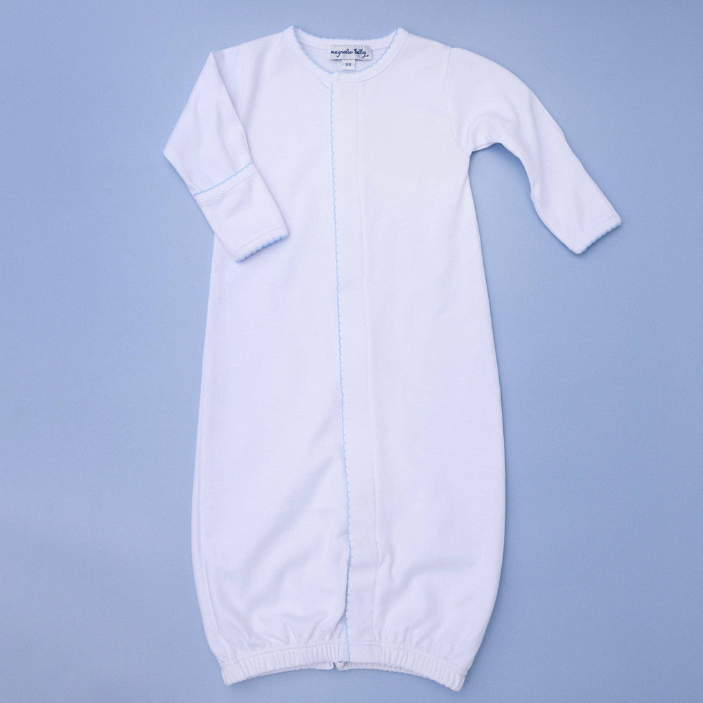 White Converter Gown with Blue Trim - Newborn Essential