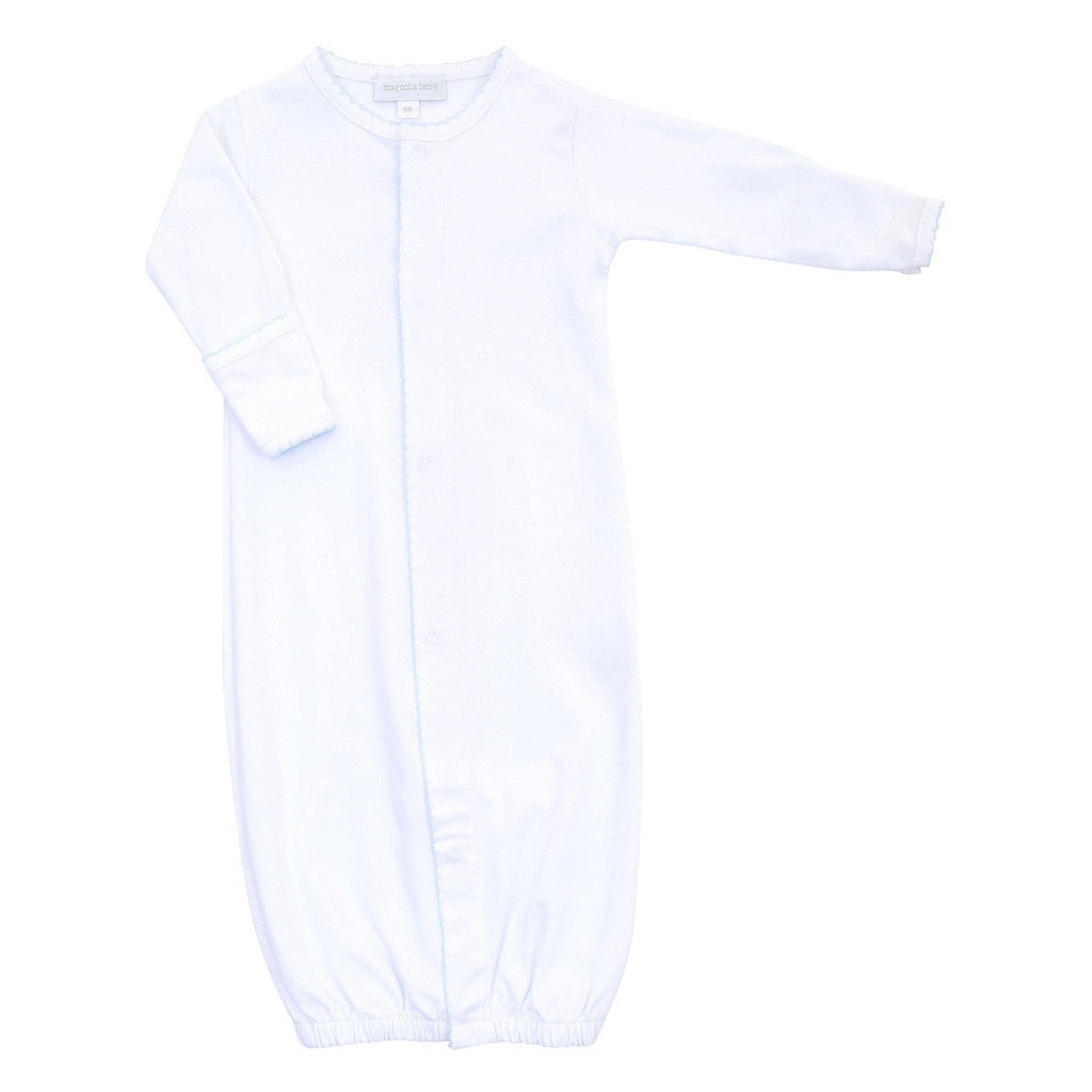 White Converter Gown with Blue Trim - Newborn Essential
