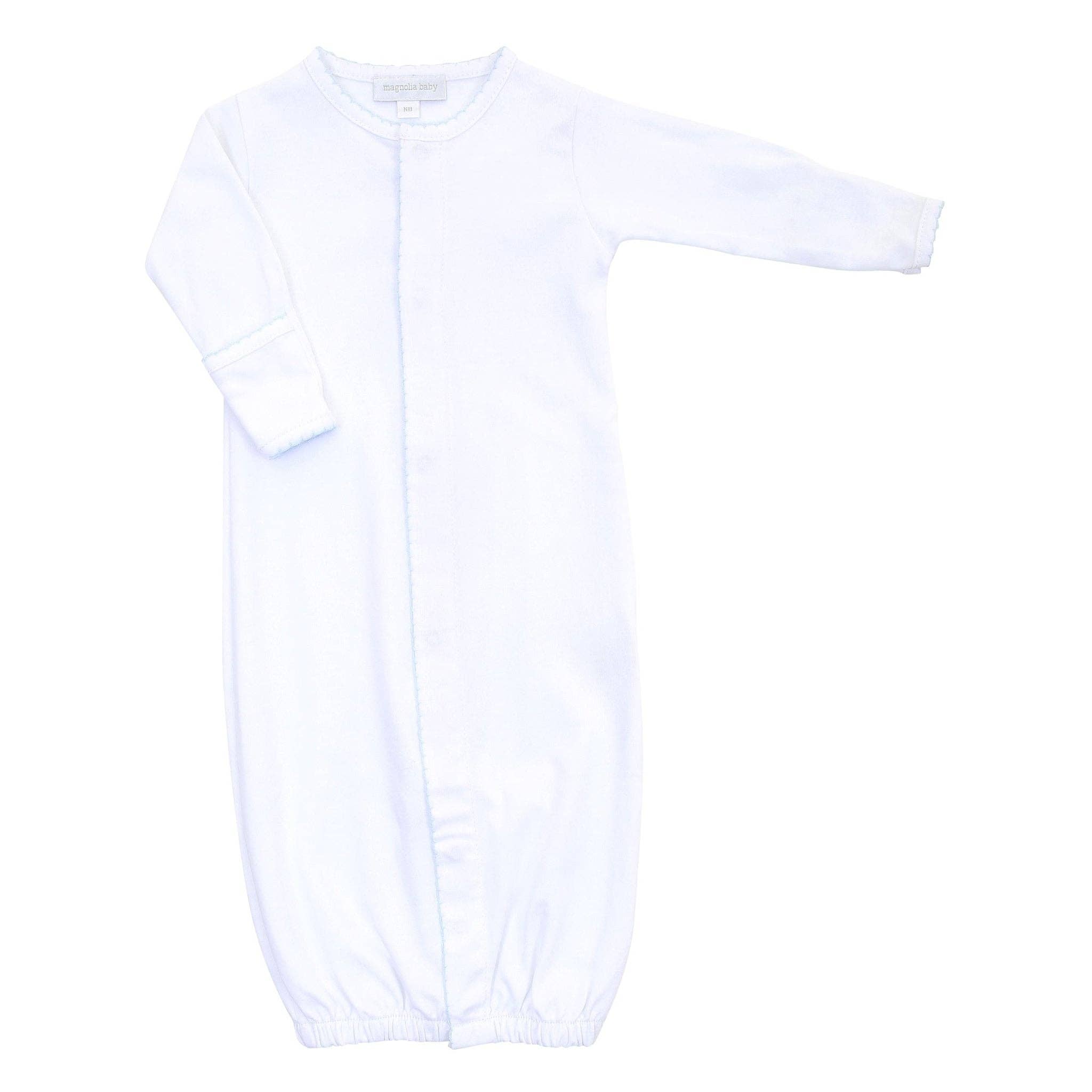 White Converter Gown with Blue Trim - Newborn Essential