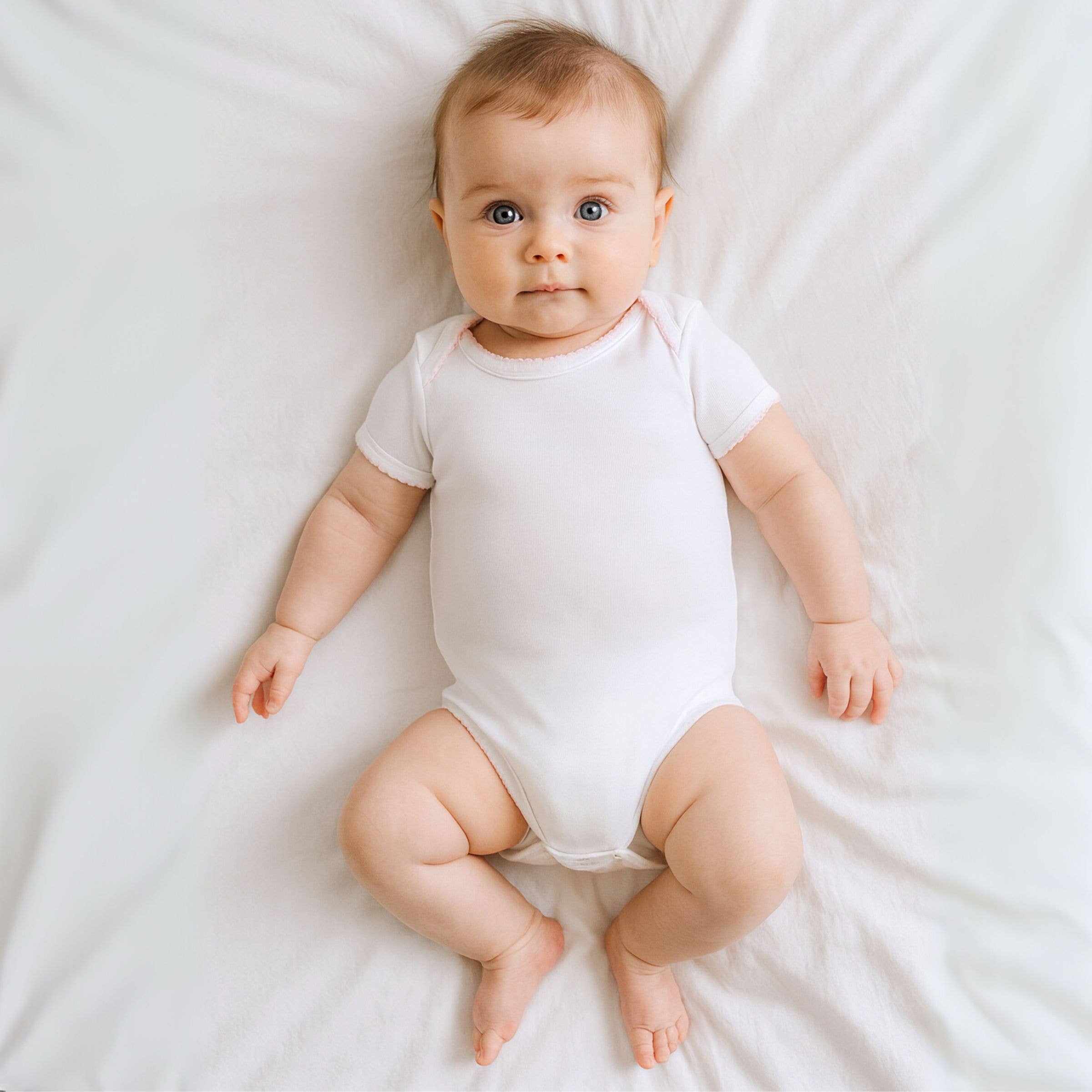 Solid Essentials White Pink Bodysuit