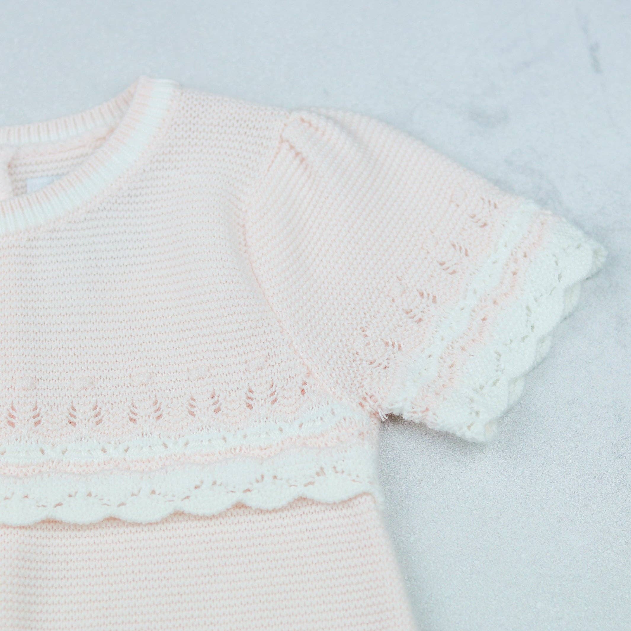 Josie Pink Girls Pretty Knit Romper