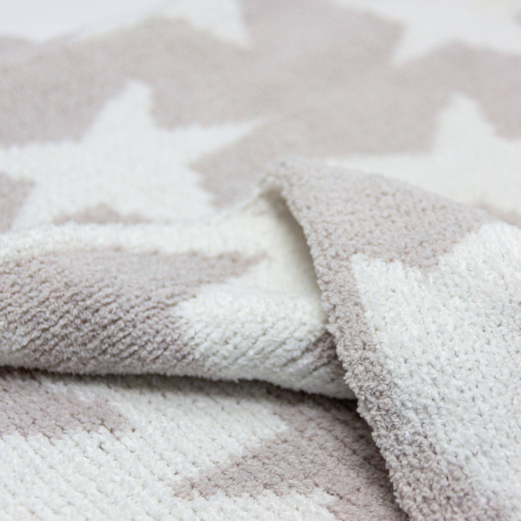 Chenille Baby Blanket - Grey Stars