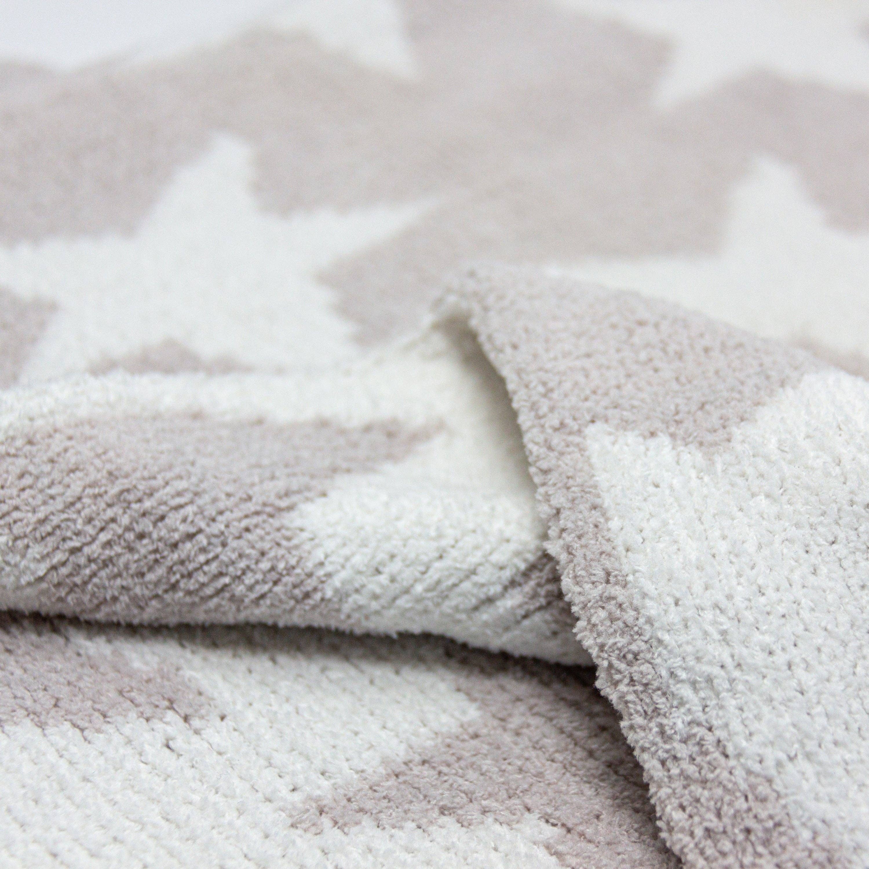 Chenille Baby Blanket - Grey Stars