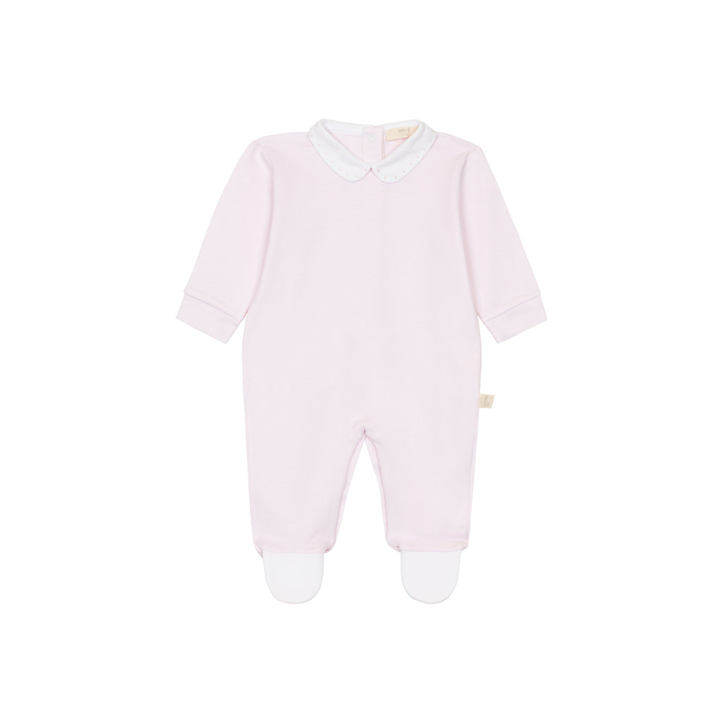 Pink Cotton Babygrow W/ Pique Collar