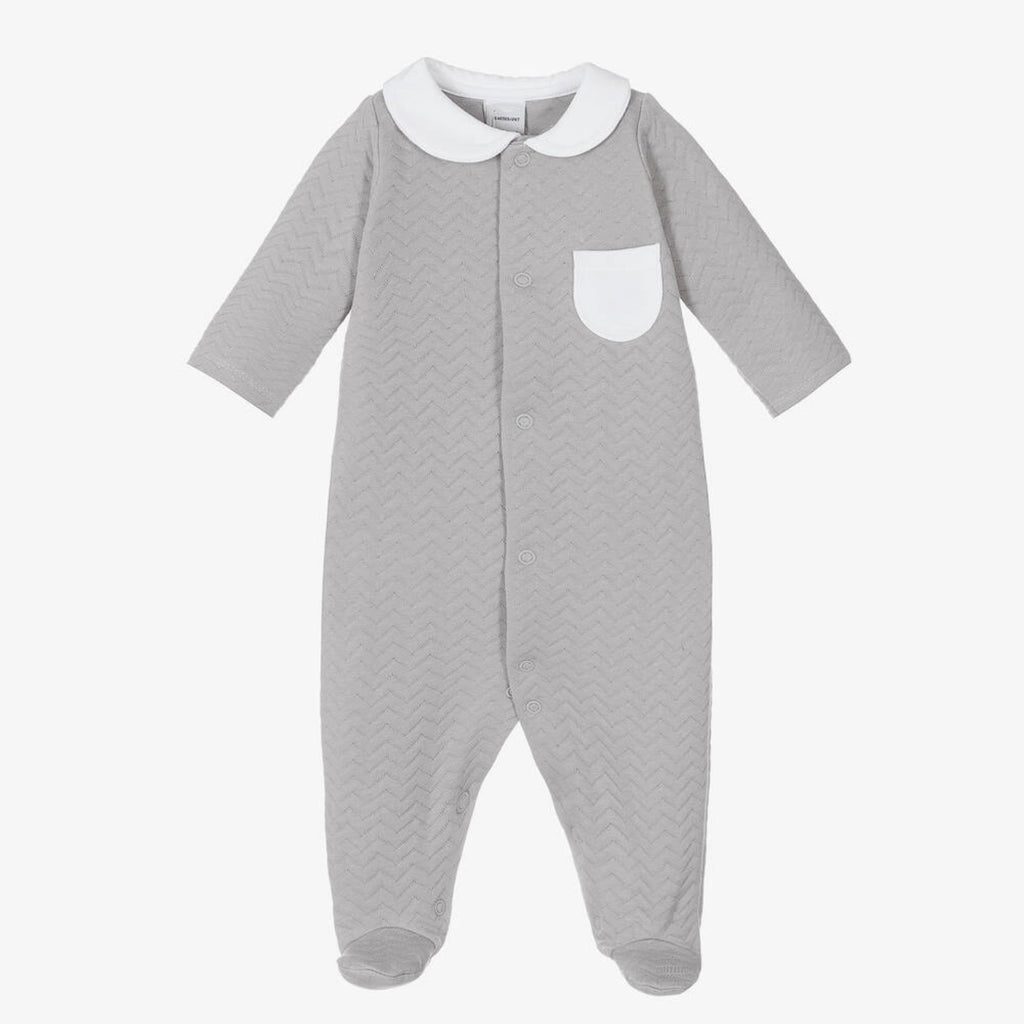 Grey Quilted Cotton Babygrow
