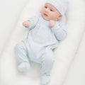 Essentials Solid Blue Smocked Footie