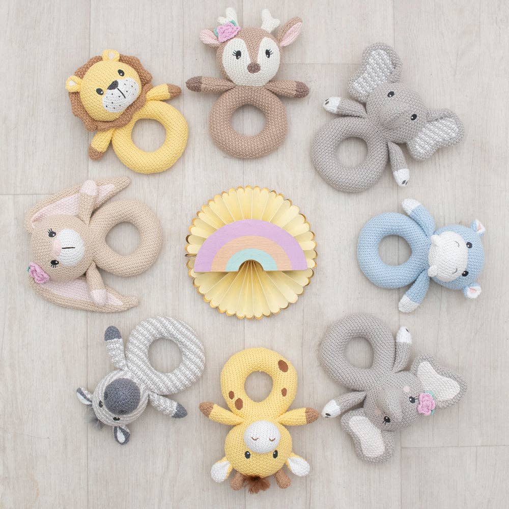 Whimsical Cotton Knit Baby Rattle | Henry Hippo