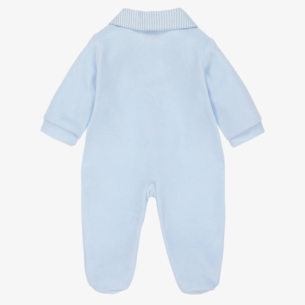 Boys Blue Velour Babygrow
