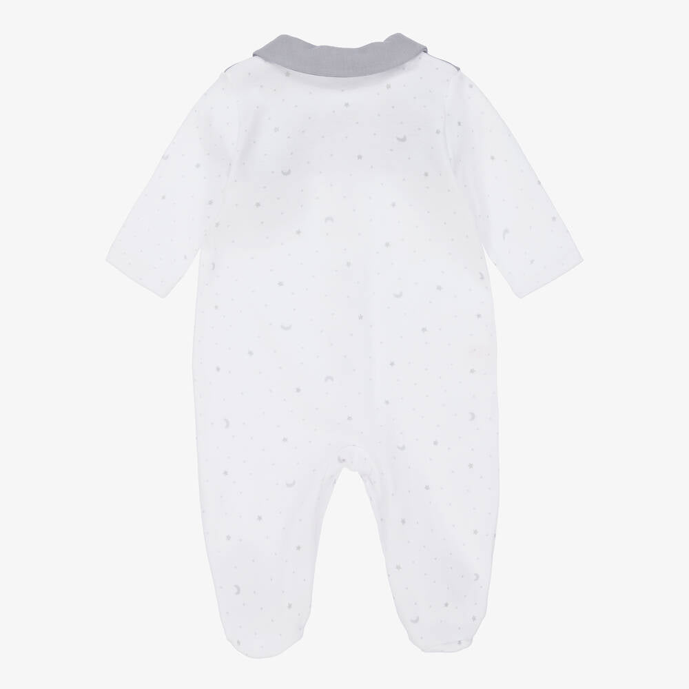 White & Grey Cotton Babygrow