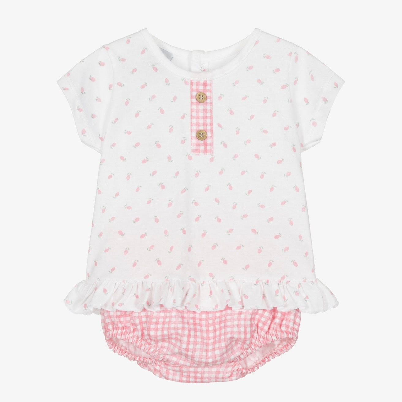 Baby Girls White & Pink Shorts Set