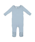 Ribbed Cotton Footie - Light Blue