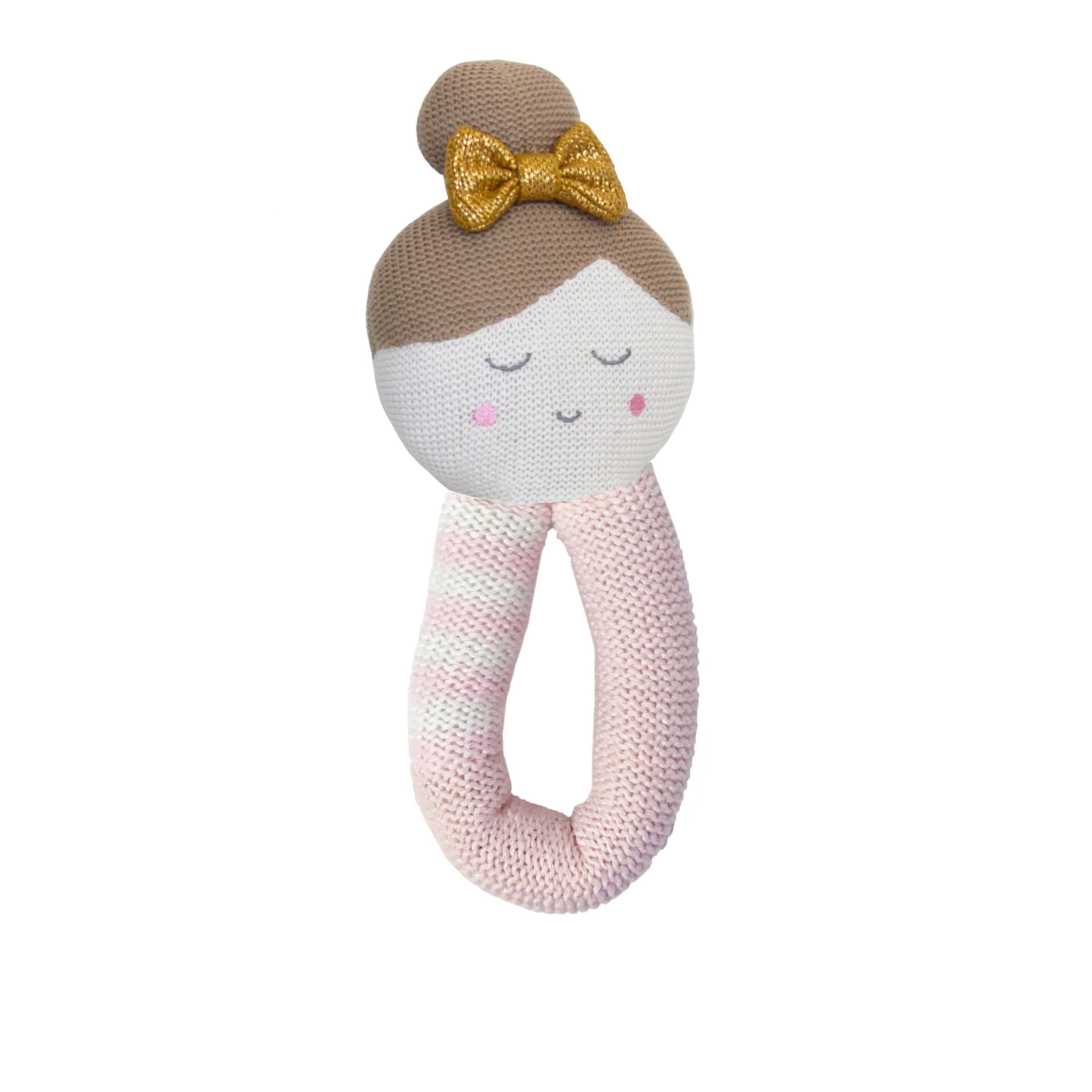 100% Cotton Knitted Baby Rattle - Emma Ballerina | Baby Gift
