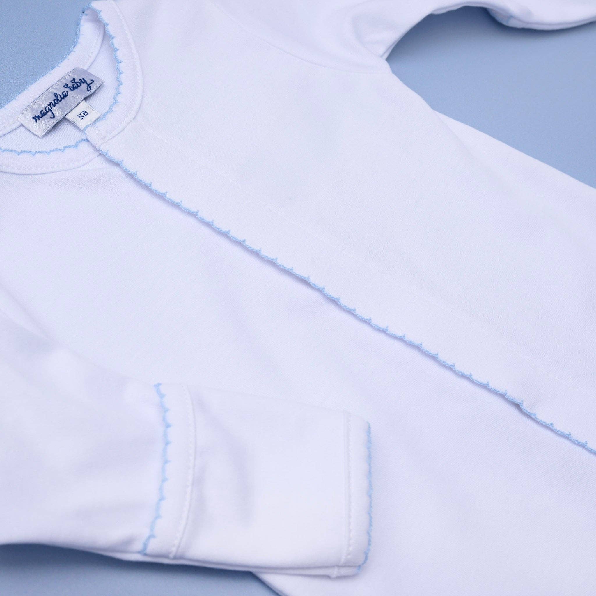 White Converter Gown with Blue Trim - Newborn Essential