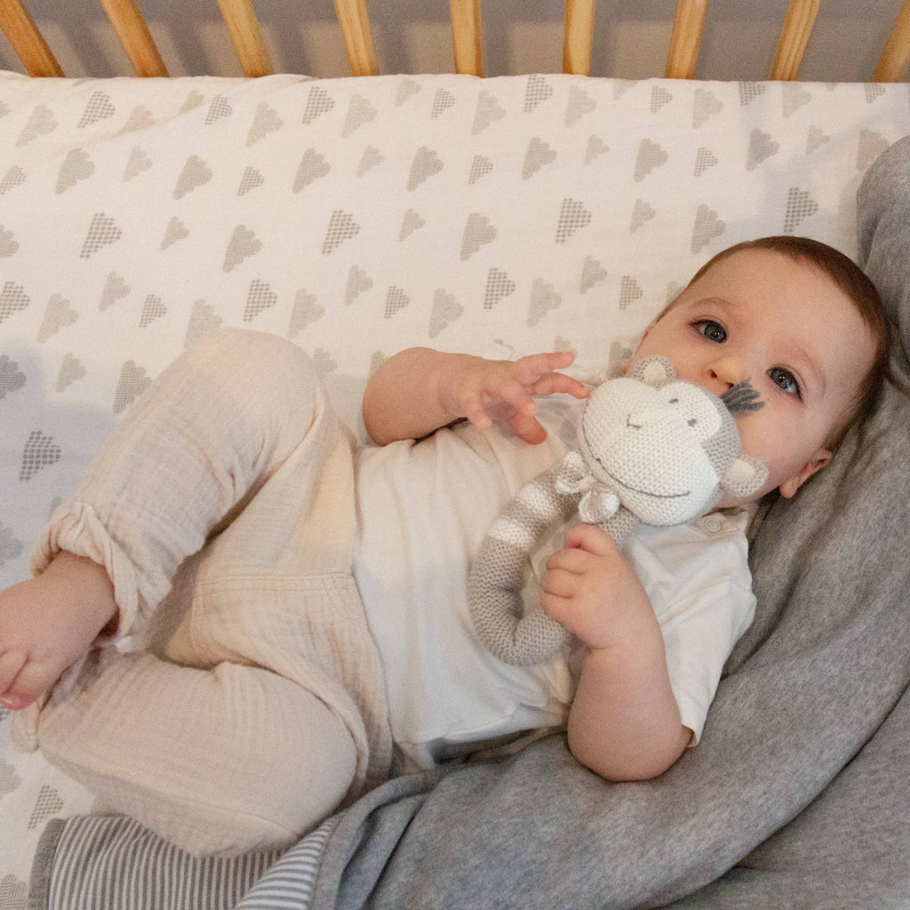 100% Cotton Knitted Baby Rattle - Joe Monkey | Baby Gift