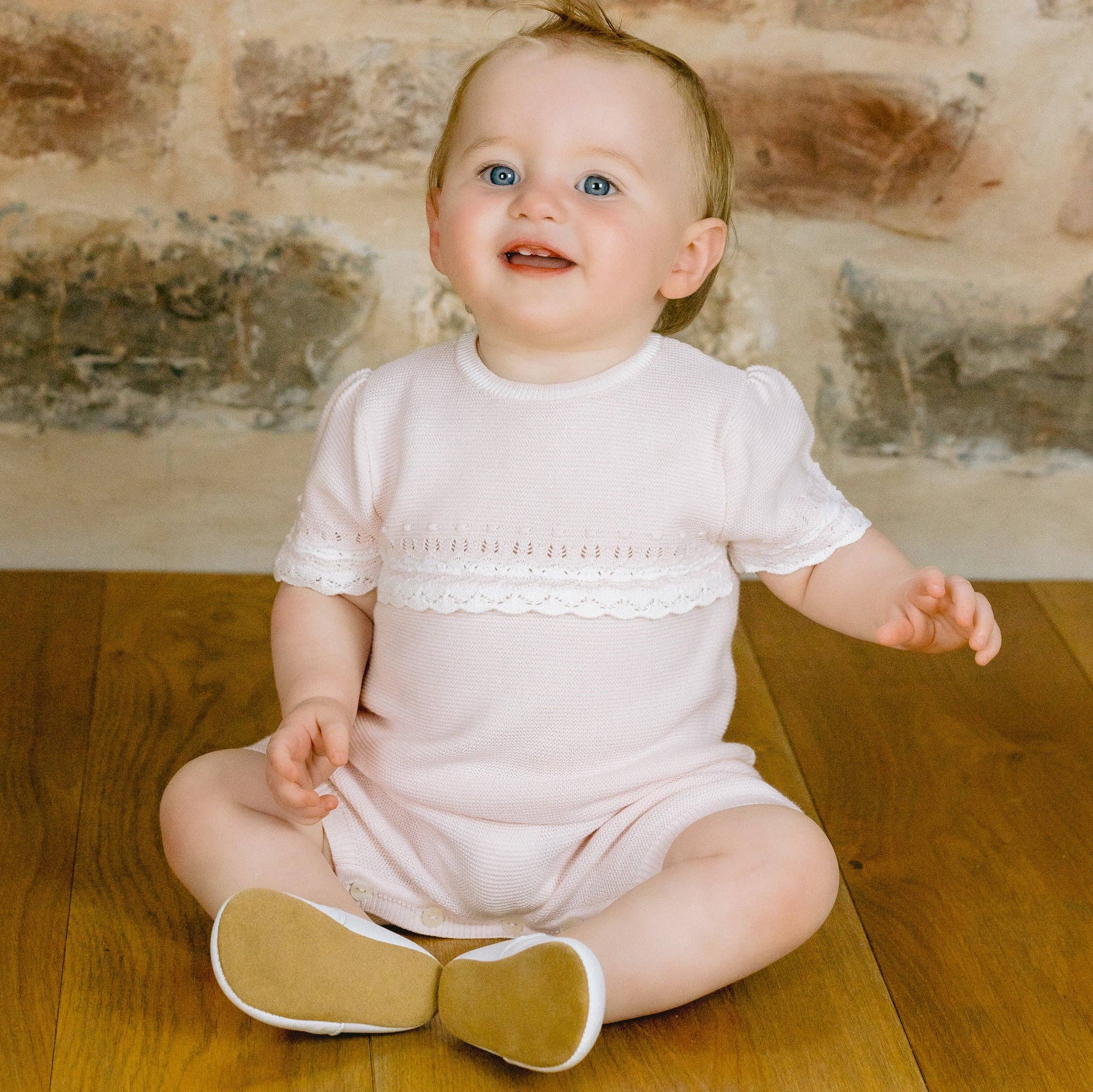 Josie Pink Girls Pretty Knit Romper