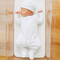 Solid Essentials White Footie with Light Blue Trim